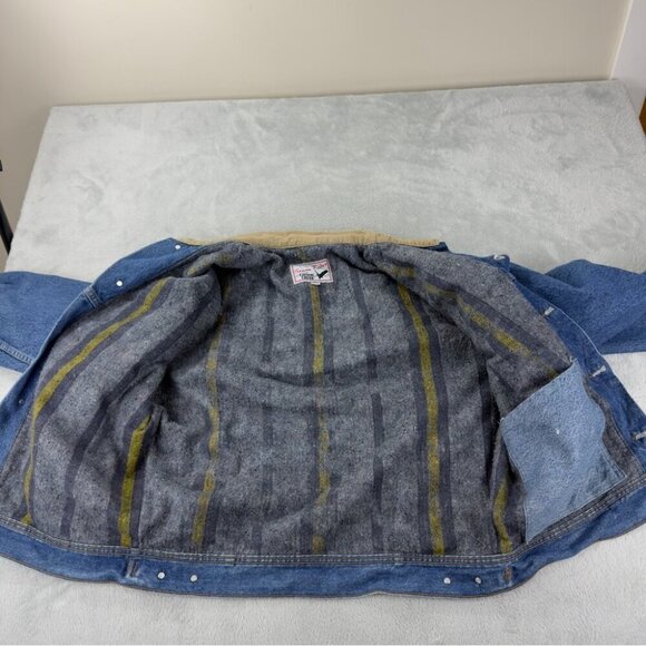 VTG Canyon Creek Storm Rider Blanket Lined Denim Trucker Jacket Men's Sz Medium - Picture 3 of 12